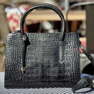 Radley London Liverpool Croco-Embossed Black Leather Satchel/Crossbody